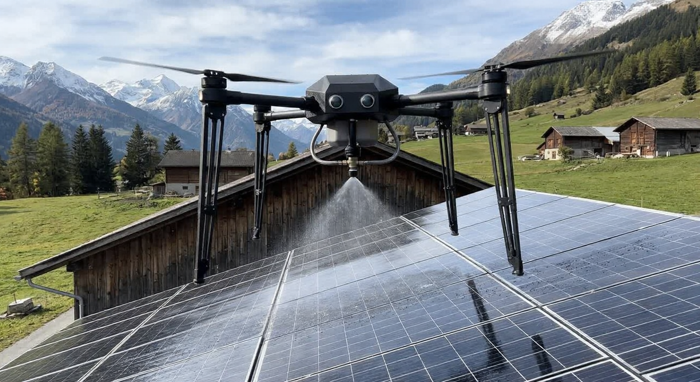 Drone Hydrone Visions pour nettoyage de bâtiments agricoles en Valais