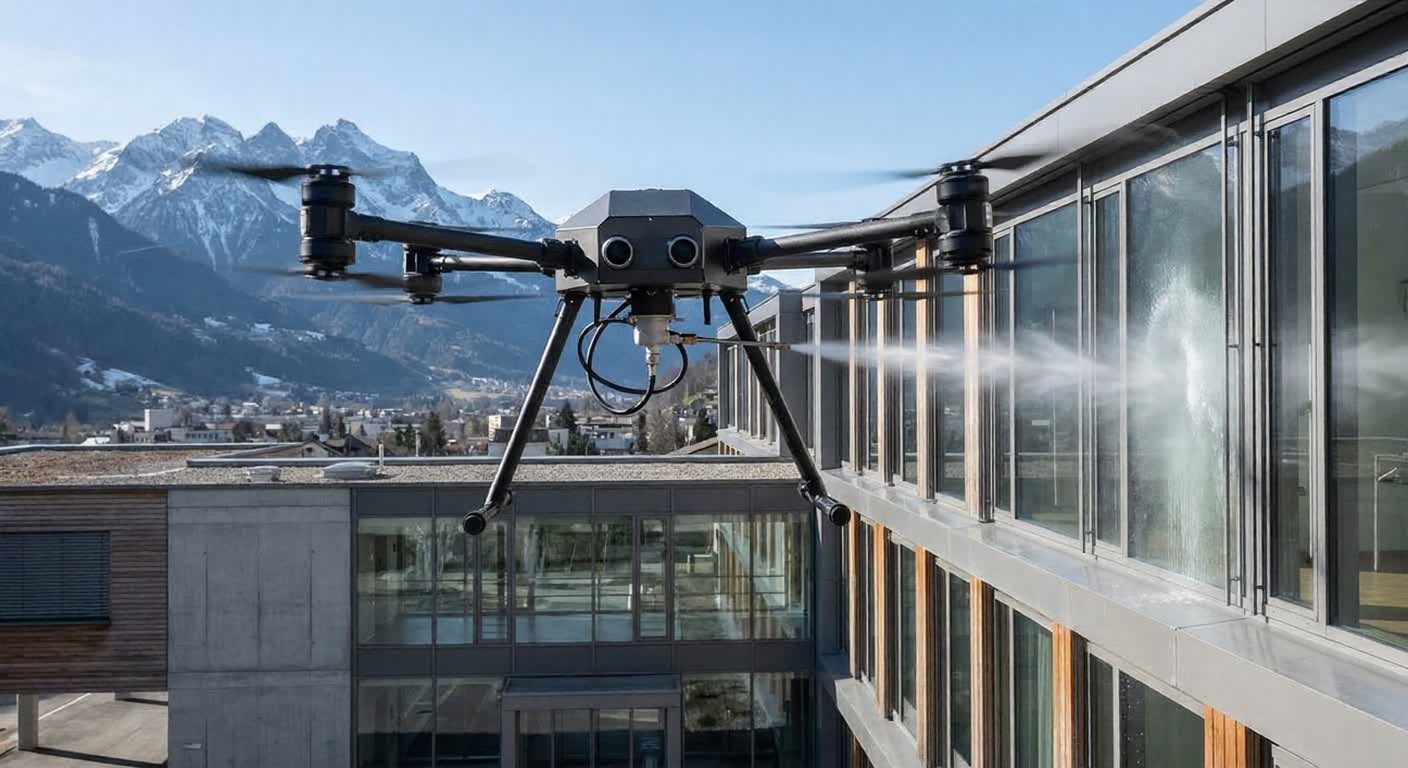 Nettoyage par drone pour bâtiments publics et grandes surfaces